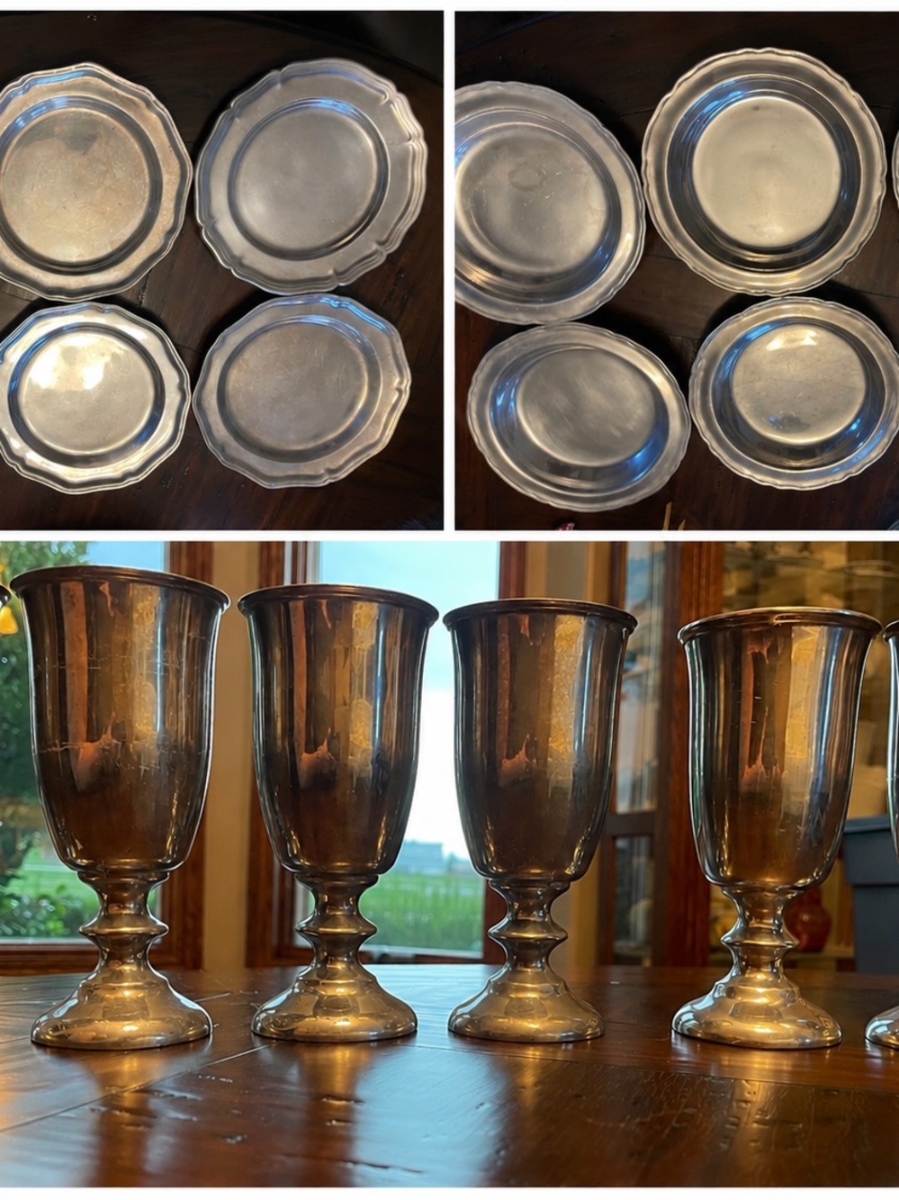 Wilton Armetale Pewter Queen Anne USA dining set plates bowls goblets 18 piece